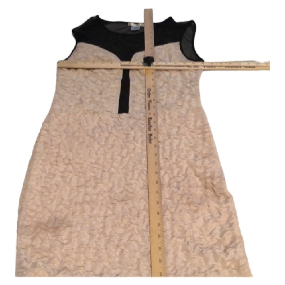Timely size XL ballet pink & black waffle like mini dress with mesh back & front
